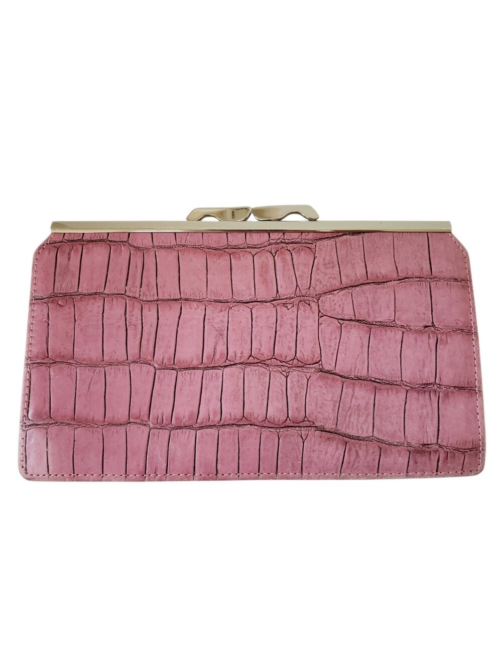 Vintage Abas Pink Croc Print Leather Wallet